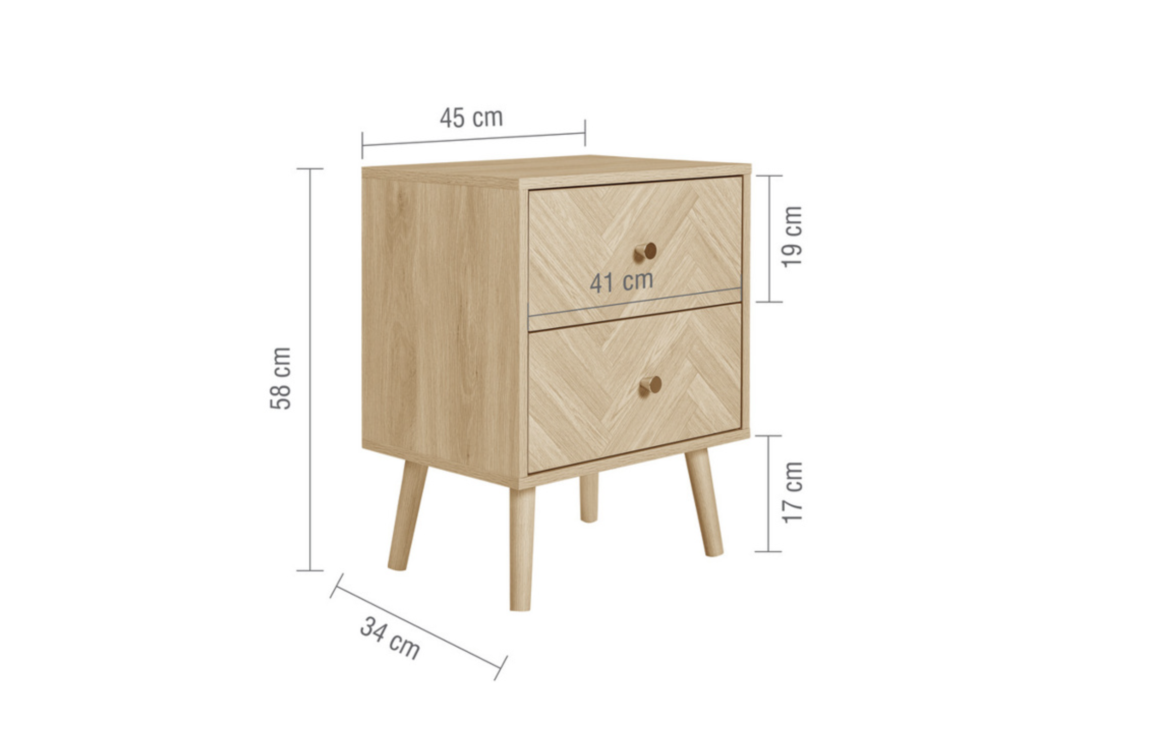 HERRINGFORD 2 DRAWER BEDSIDE OAK